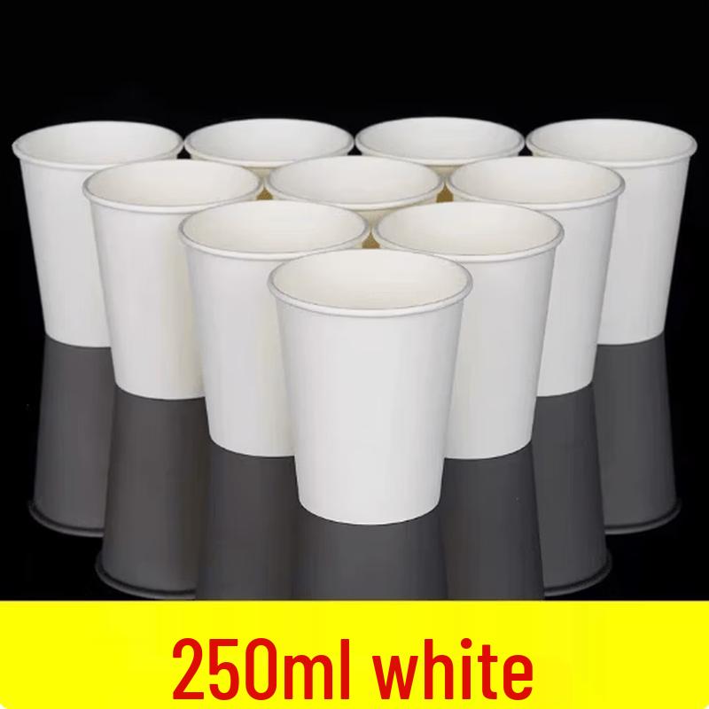 Disposable White Paper Cups, 250ml