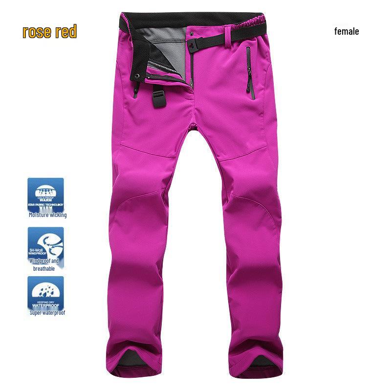 Men's and Women's Windproof Softshell Fleece Pants for Skiing, Mountaineering, and Outdoor Sports - Slim Fit, Plus Size, Autumn/Winter.