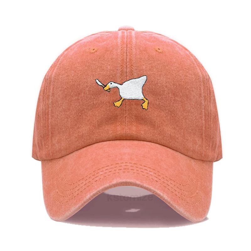 Unisex Papa-Hut Mit Gesticktem Gänsemuster Modischer Stil Entenschnabelmütze Für Männer & Frauen brown
