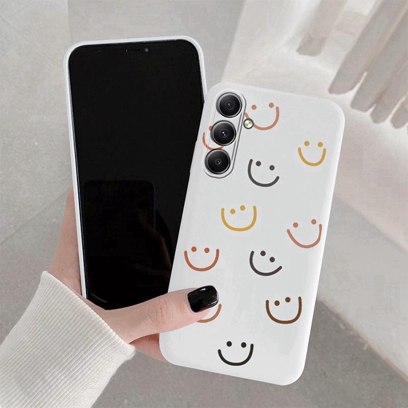 Weiche Silikonhülle mit Smile Lines-Muster für Samsung M35 A35 Xiaomi Redmi Note 13 Pro iPhone 15 Huawei Honor Realme Kamera-Schutzhülle mit stoßfester Abdeckung