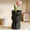 Abstract Shape 3D Couple Flower Vase Black Flower Holder Lovers Ornament Sculpture  Bedroom