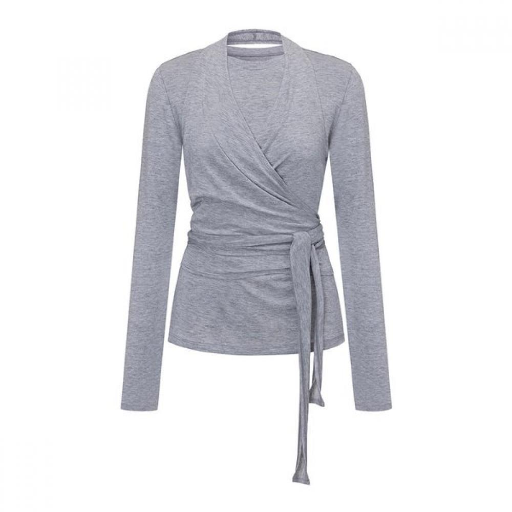 Joy Gryson Soft Wrap Layered Top Kw6se3060 Fr MELANGE GREY/00_FREE