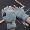 Korean Style Winter Fingerless Woolen Flip-Top Gloves for Outdoor Cycling and Writing