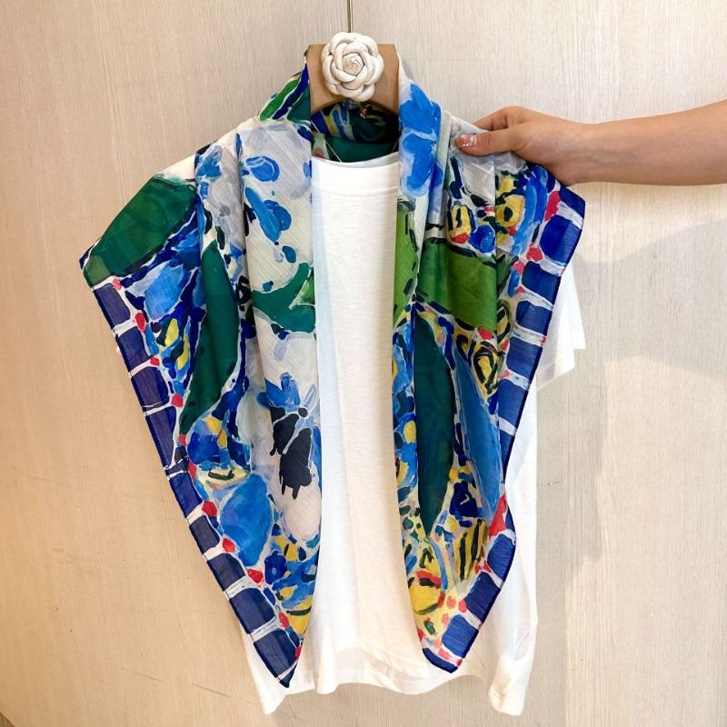 New Chinese Style 90cm Square Scarf Women S Versatile Doli Yarn Scarf For Head And Shoulder