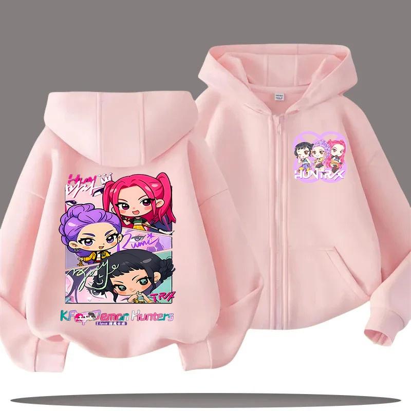 2025 Hot Funny Zip Up Sweatshirts Kpop Demon Hunters Hoodie Children Clothes Kid Girl Boy Sweatshirt Zipper Hoody Casual Top