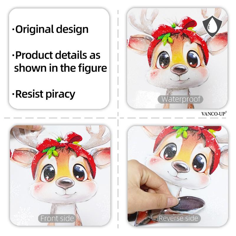 Christmas Deer Snowflake Window Decal Set PVC Static Cling Decor Home Kitchen Bathroom Shop Display