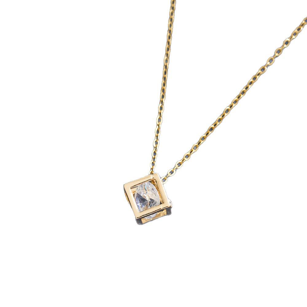 2026 Trendy Sugar Cube Clavicle Necklace - Titanium Steel Square Pendant