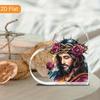 1pc Heart-Shaped Acrylic Easter Ornament - Art Deco Jesus Design with Thorny Crown & Floral Accents, Inspirational Christian Desk Decor for Home 