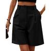 Pantaloncini Estivi da Donna Elastici Vita Alta Tasche Laterali Ampie Dritti Morbidi Monocolore Traspiranti Casual da Ufficio