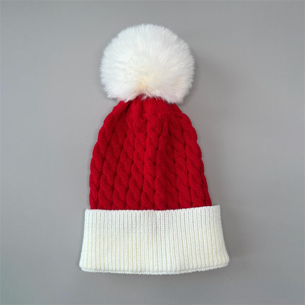 Winter Fur Pom Poms Hat Winter Hat For Adult Kids Hat Knitted Beanies Cap Hat Thick Christmas Xmas Santa  Skullies Beanies
