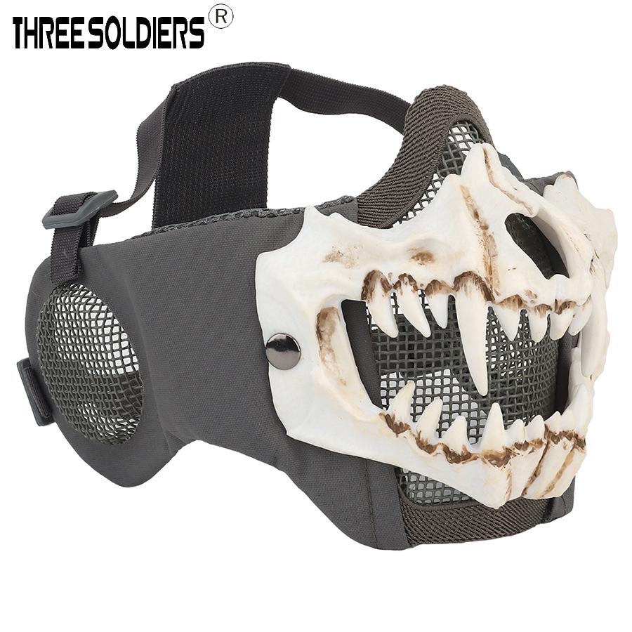 Fang Skull Mask with Ear Protection for Halloween and Outdoor Cycling