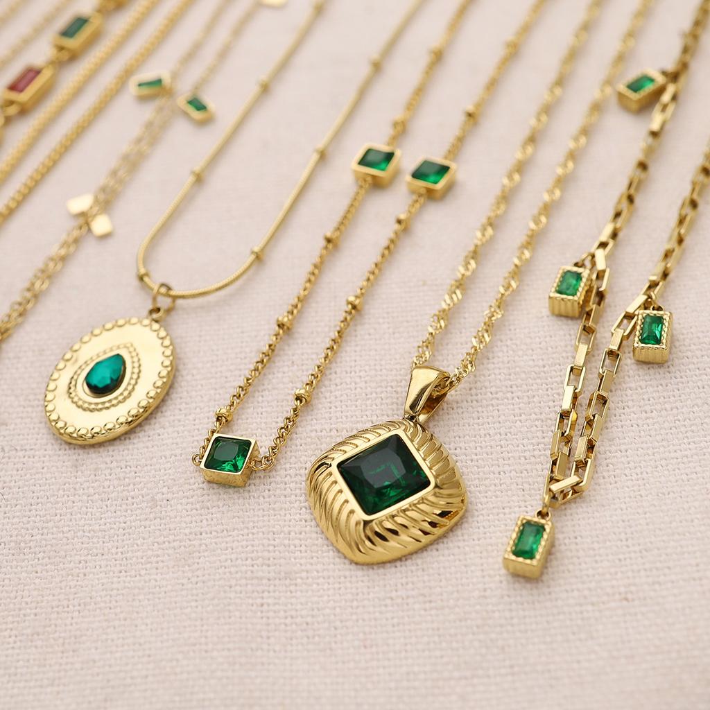 Yachan Jewelry Větrný zirkonový přívěsek Řetízek na klíční kost Dopaminový titanová ocel Pozlacený Skutečné zlato Náhrdelník Nevybledne Ženský