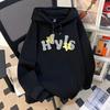 Trendy Brand Two-color Letter-printed Hooded Sweater for Men and Women, Loose Leisure In Autumn and Winter, College Style Velvet Top