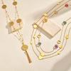 Vnox Stainless Steel Multilayer Sweater Chains Luxury Jewelry Round Coins Pendant Necklace For Women Gift Wholesale