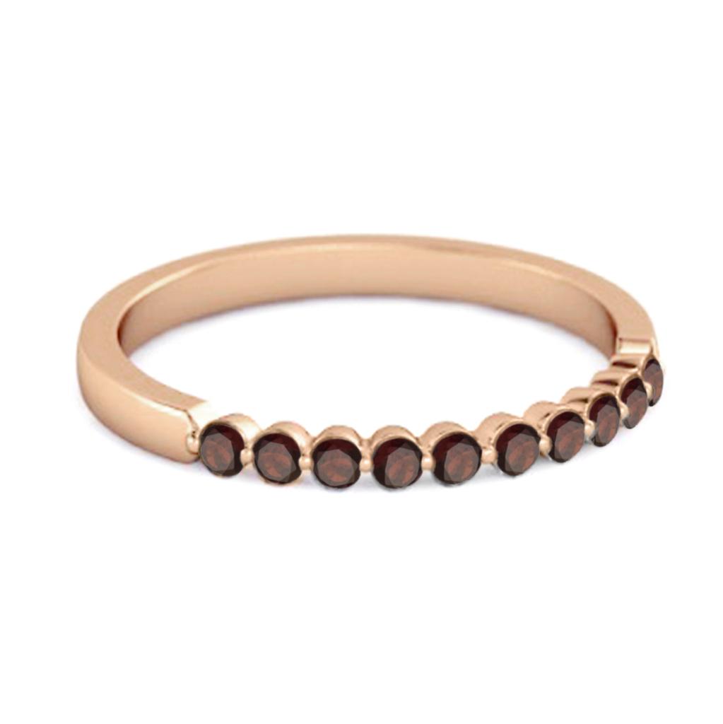 Garnet Half Eternity Design Band Ring - 925 Sterling Silver Rose Gold Vermeil