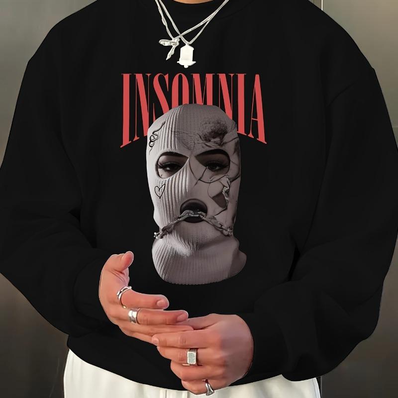 

Crew Neck Fleece Sweatshirt, Warm Soft Long Sleeve Top, Trendy Solid Color XXL чорний