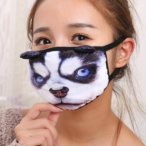 Cute En Dog Fashion 3D Cute Dog Cat Face Style Mouth-muffle Moustache Cotton Fabric Mouth Face Ma