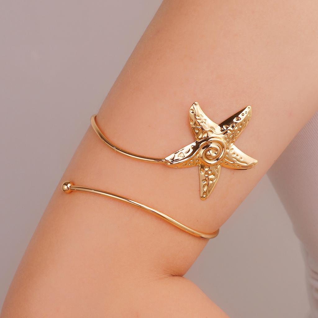 Hot Sale Flower Open Arm Bracelet Geometric Light Luxury Niche High-end Bracelet Fashion Arm Ring Non-fading Bracelet