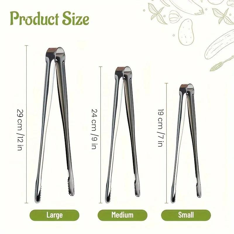 1/2pc Food Tongs Stainless Steel Grill Tongs Steak Bread Salad  Kitchen Tongs Home Outdoor BBQ Non-Slip Tweezers Buffet Clip