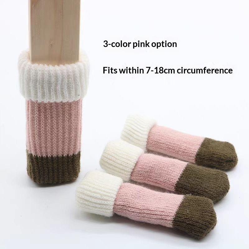 Table Chair Foot Cover Pad Protective Stool Foot Cover Leg Cover, Double-layer Thickened Knitted Chair Foot Cover Silent Non-slip Foot Cover