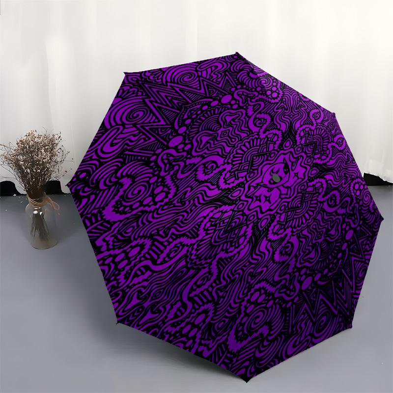 1pc Purple Mandala with Abstract Patterns Umbrella with Plastic Handle,Suitable for All Seasons UmbrellaPT475
