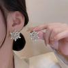 Luxury Shiny Gold Color Crystal Flower Stud Earrings for Women Charm Fashion Korea Earring Bride Party Jewelry Accessory Gifts