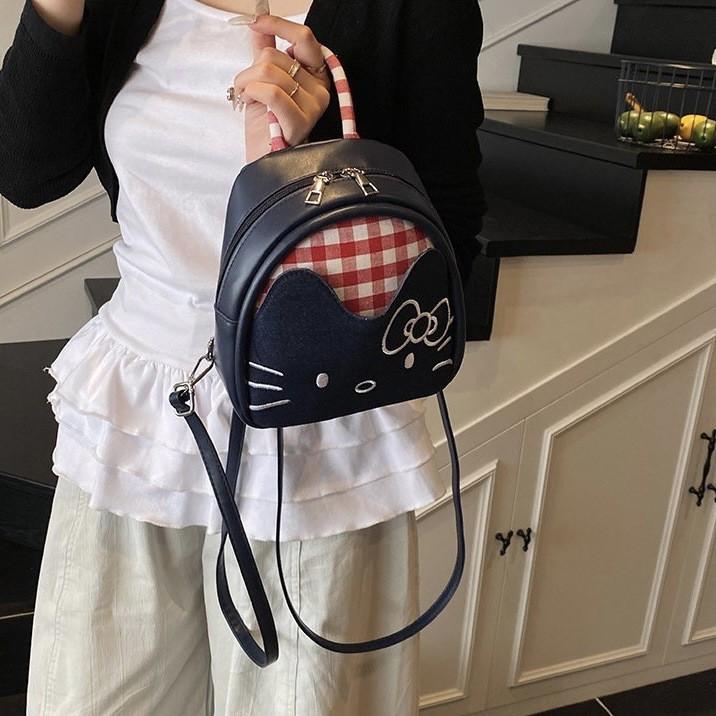 Cute Mini Checkered Cartoon Pattern Backpack For Girl