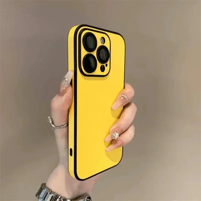 Luxury Matte Cortex Phone Case For iPhone 17 16 15 14 13 12 11 Pro Max Plus Shockproof Lens Protection Bumper Back Cases Cover