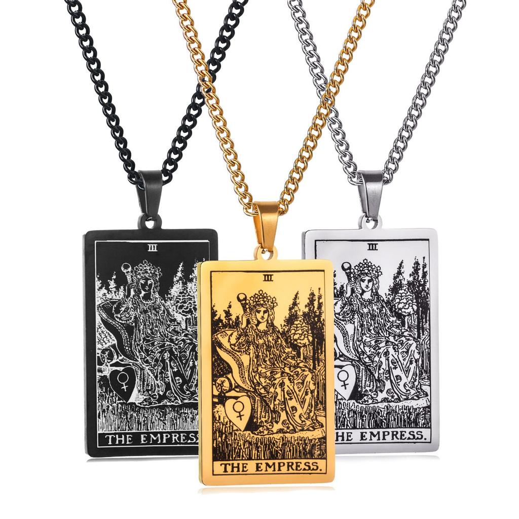 Pendant 22 Tarot Card Retro Fashion Men's Square Card Jewelry Necklace