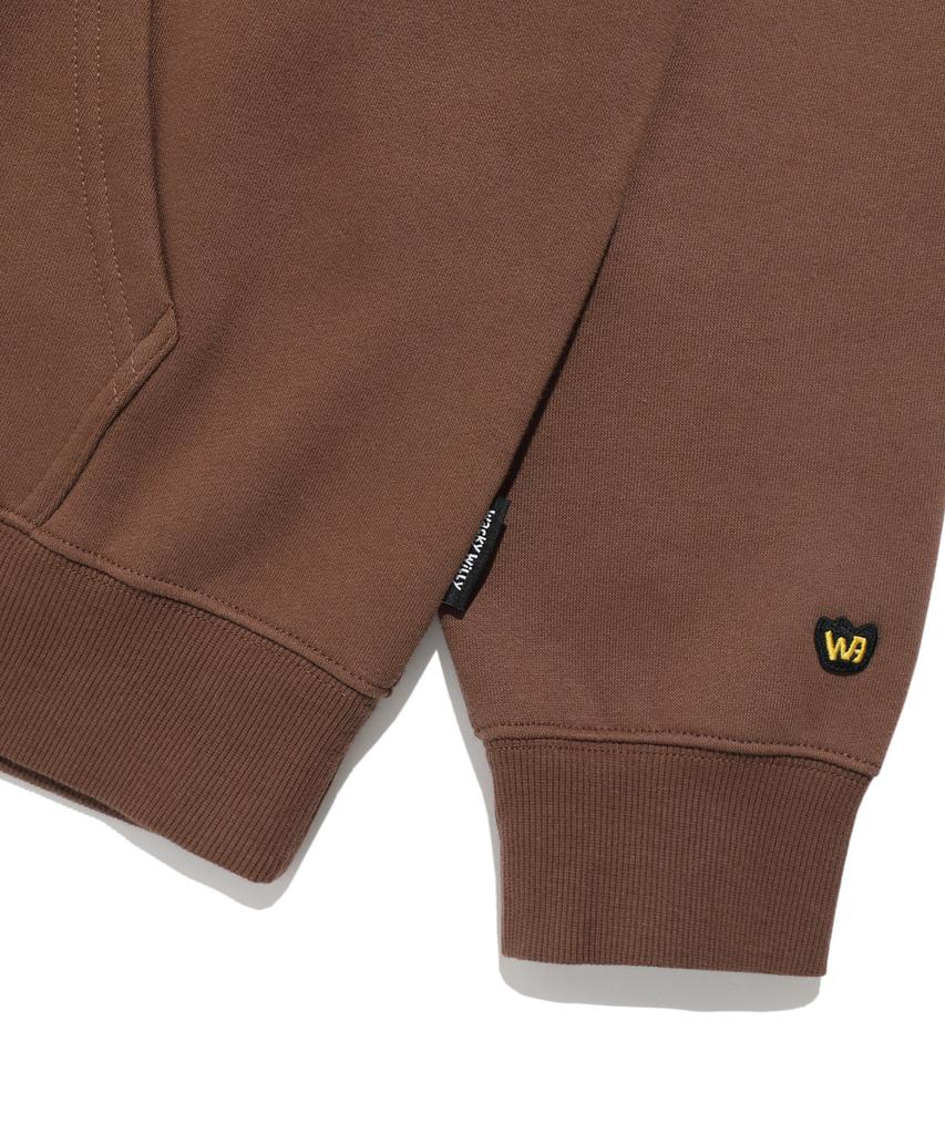 Fleece-Lined Typographic Hoodie Brown