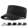 Unisex Summer Outdoor Military Cap Sun Protection Breathable Flat Top Hat Simple Casual Cadet Cap Army Style Peaked Hat
