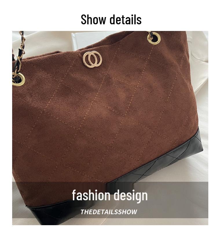 Women's Luxury Suede Diamond Chain Shoulder Bag, 2025 Trend, Large Capacity Tote