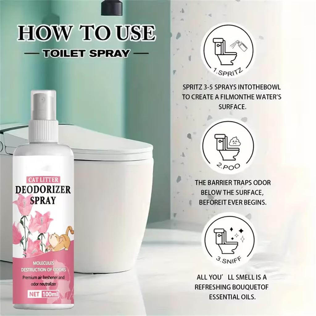 100ml Cats Litter Deodorizer Spray - Powerful Odor Eliminator For Pet & Home, Safe & Multi-Purpose Freshener