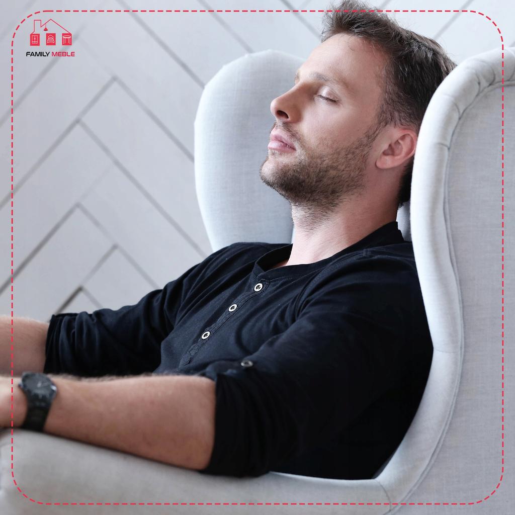 Křeslo ušák ARI PRINT s podnožkou, skandinávský Family Meble listy