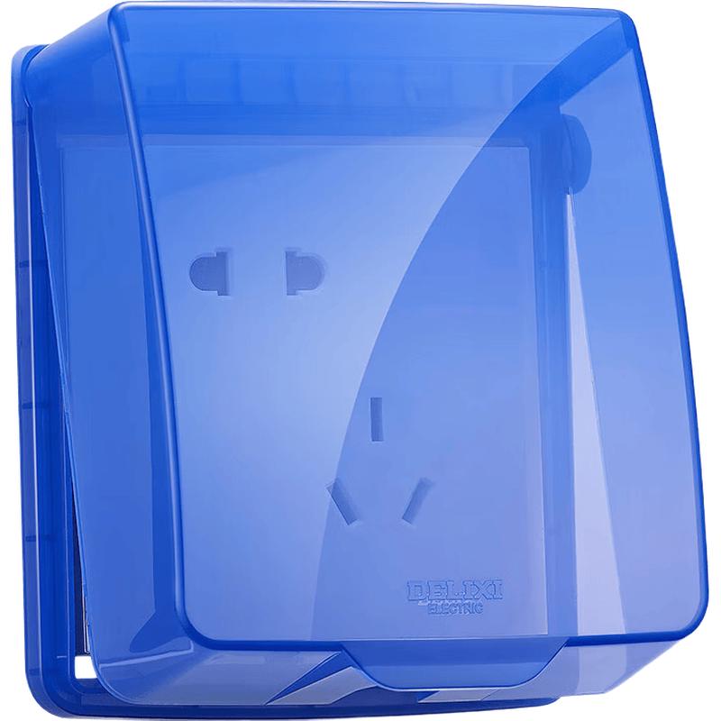 DELIXI 86 Type Self-Adhesive Blue Transparent Splash-Proof Socket Cover