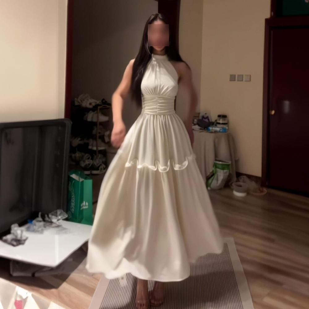 

Летнее новое французское ретро белое платье с вырезом «лунный свет», без рукавов, с завышенной талией и тонкое, длинная юбка для приморского отдыха XL- (recommended 110-60kg)