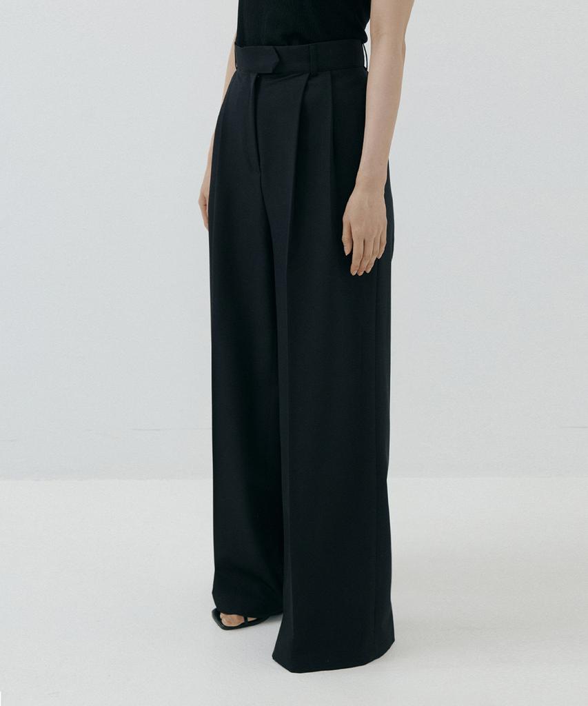 LUCIR ZU Triangle Tab Wide Slacks (Black)