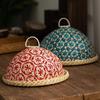 Hand-woven Rattan Fruit Plate Round Shape Insect Proof Round Lid Basket Style Cover Design Dining Table Cover