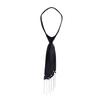 Geometric Black Satin Tie With Crown Chain Pearl Tassels For Business And Party Wear