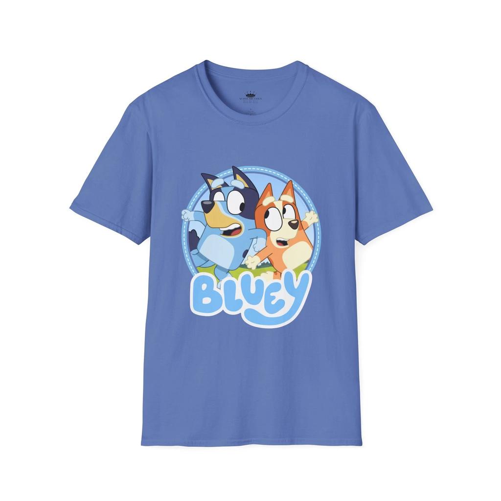 Bluey & Bingo Logo 100% Cotton T-shirt Mens Tees Top Unisex Cartoon Tee Funny Top Adults Fan Gift