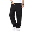 2024 Plus Size Men's Wide Leg Solid Color Denim Skateboard Pants - Spring/Autumn Loose Fit, Hip Hop Style