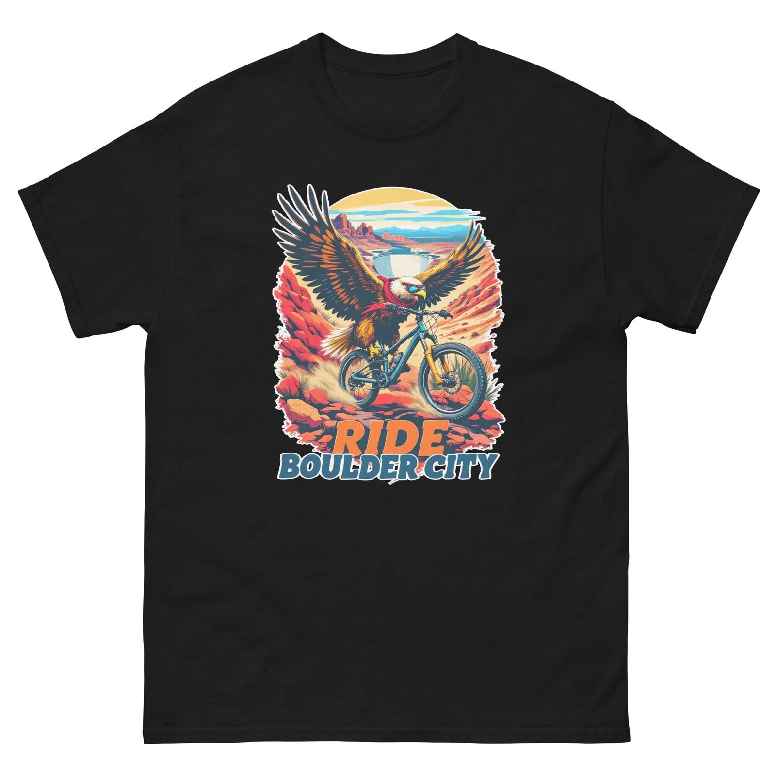 Ride Boulder City Eagle Fun USA Bike Cycling Animal T-Shirt L