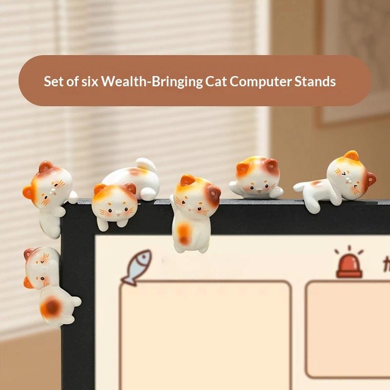 Cute Cat Figurine Mini Kitten Ornament Cartoon Animal Desktop Decor For Computer Monitor Edge Office Home Display Gifts