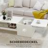Adjustable Coffee Table, Metal Rails, Particleboard, Foot Pads, White