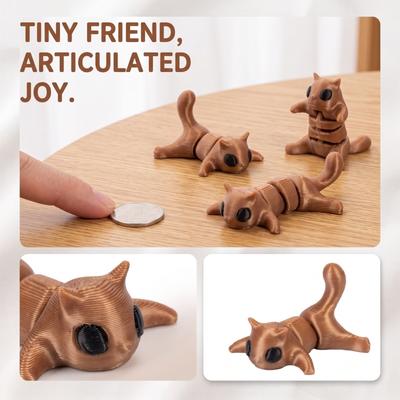 3D Printed Articulated Toy with Movable Joints for Children - Cute Small Animal Figurine