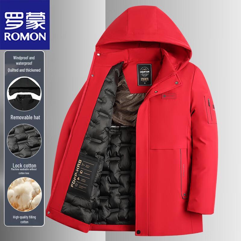 ROMON Men's Hooded Business Casual Padded Jacket