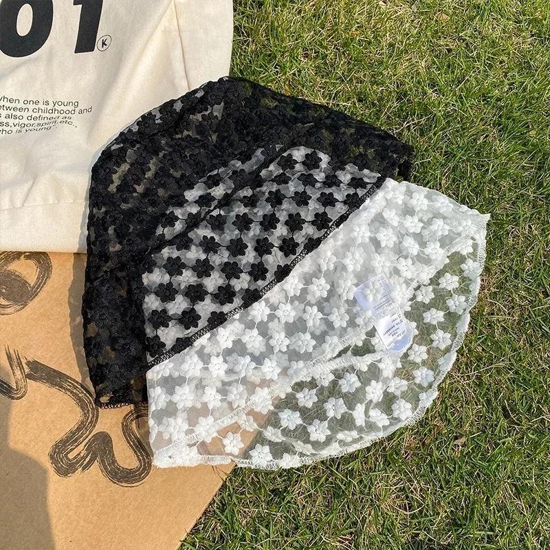 Fashion Summer Women's Lace Breathable Shade Sun Hat Bucket Canvas Hat Students Wearing Flat Hats Outdoor Creative Gifts