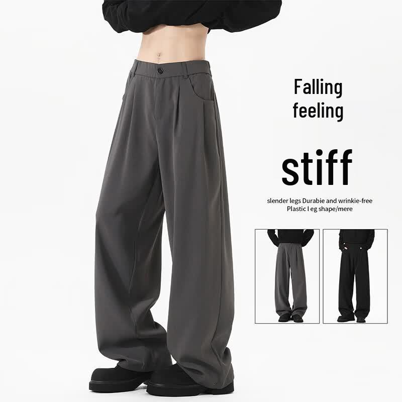 VUUG Men s Loose Fit Wide-Leg Casual Trousers 3XL серый