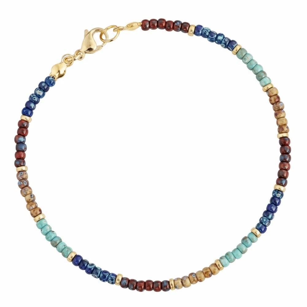 Hypoallergenic Metal Turquoise Beaded Anklet Adjustable Beads Ankle Bracelet Bohemian Enthusiasts Style 4