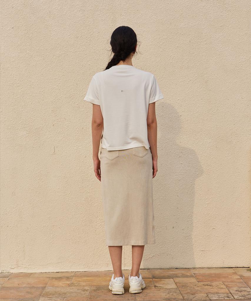 Wave Seoul Terry Long Skirt Beige